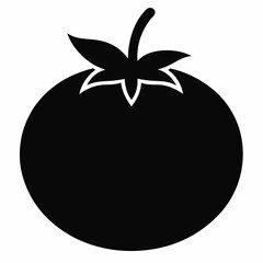 Black Silhouette of Tomato Vector Art Illustration