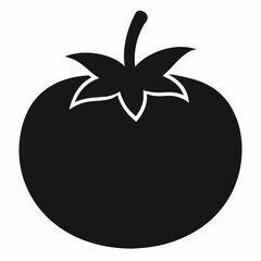 Black Silhouette of Tomato Vector Art Illustration