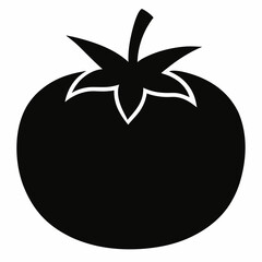 Black Silhouette of Tomato Vector Art Illustration