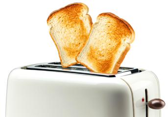 Toaster with two toasted slices of bread