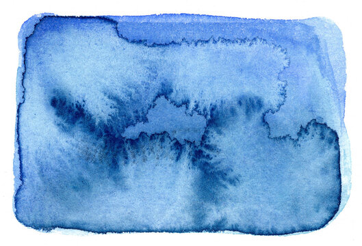 Abstract blue watercolor texture background with authentic painting on paper.