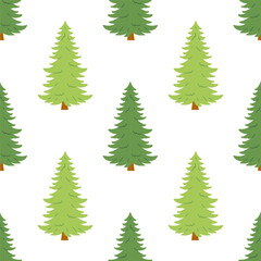New Year. Cute and beautiful Christmas trees, hand drawn seamless pattern. Great for textiles, banners, wallpapers, cards - vector surface design on white background.