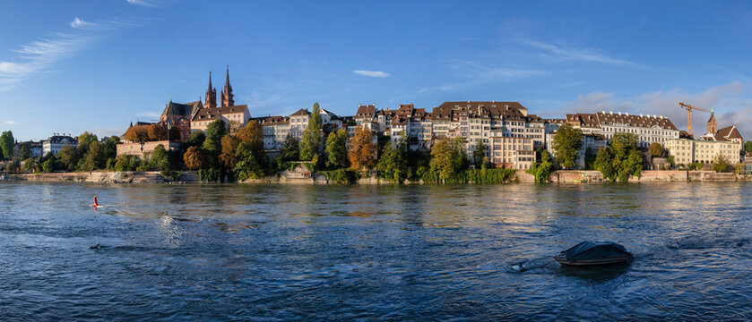 Panoramic view of Basel's Old Town along the River Rhine
