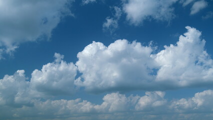 Light blue and white colours of real skies with clouds. Timelapse.