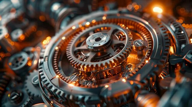 Intricate Metal Gears Clockwork Mechanism Precision Engineering Industrial Background