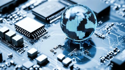 Globe Surrounded by Security Layers and Data Streams