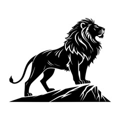 Majestic Lion Silhouette: Strength and Elegance in Black and White.