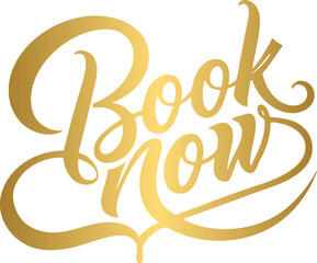 Book now golden lettering