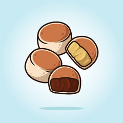 Bakpia Indonesian Pastry Cake. traditional food vector cartoon illustration