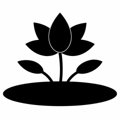 Black Silhouette Pond Lily Vector Art