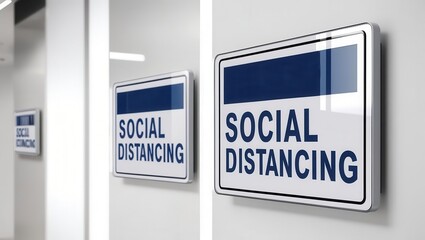 Sign displaying Social Distancing in an office setting.
