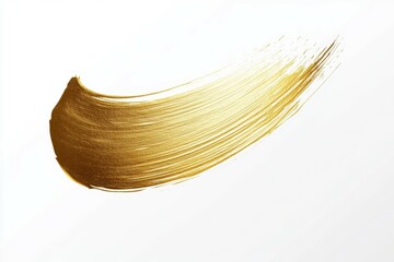 A gold brush stroke on a white background