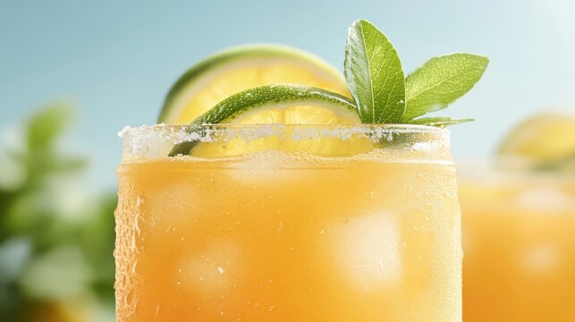 Refreshing summer cocktail with citrus garnish home bar bright atmosphere close-up beverage delight