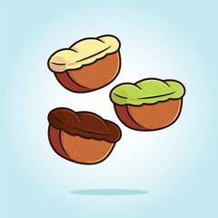 Pukis cake is Indonesian traditional cakes. Indonesian traditional street food vector cartoon illustration