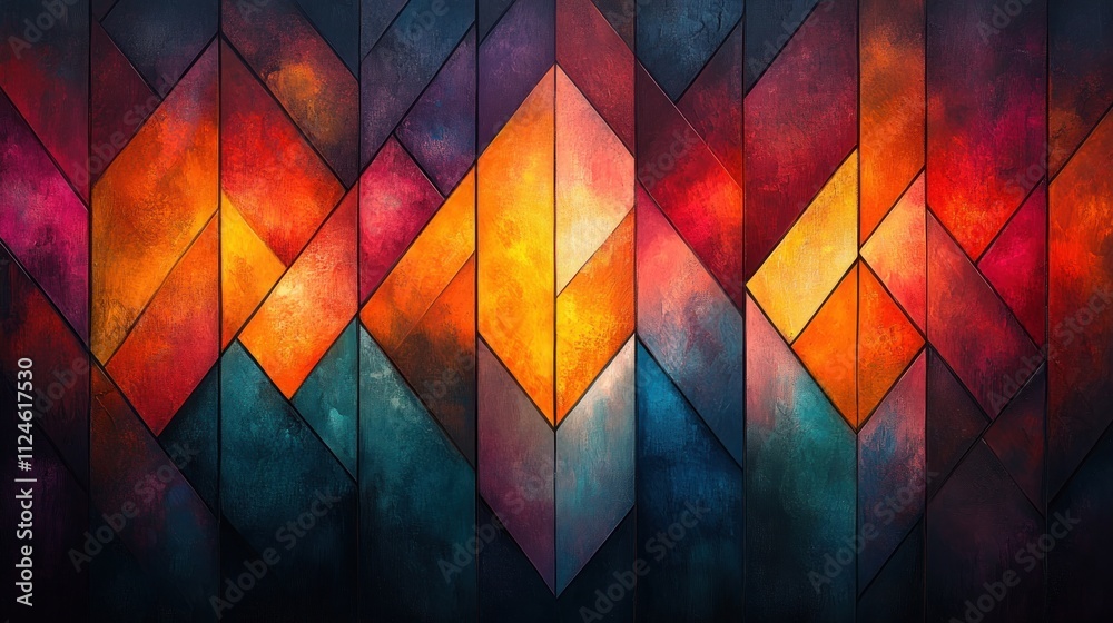 Poster vibrant abstract chevron pattern in bright colors with geometric design