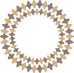 A round brown frame in a tribal style with a copy space. Isolated on white ethnic vector design.