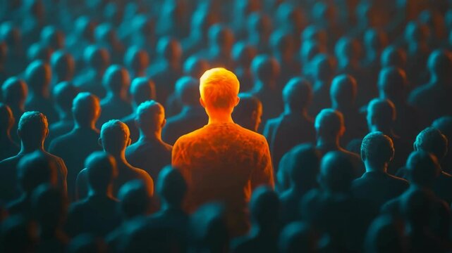 Unique Individual in Crowd Leadership Difference Standing Out