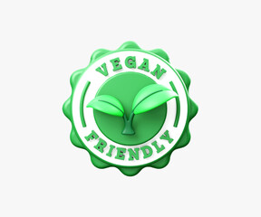 Vegan Friendly 3D illustration icon design