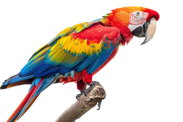 Fototapeta premium Stunning Hyperrealistic Macaw Isolated on a Pure White Background Perfect for Educational and Artistic Projects