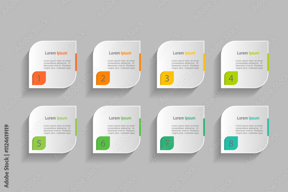 Canvas Prints business concept with 8 steps, white rectangle with colorful label design for workflow layout, diagr