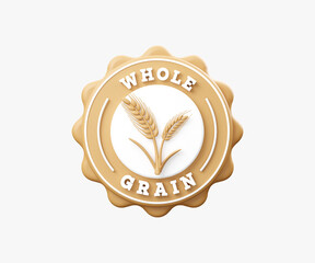 Whole Grain Badge 3D illustration