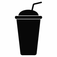 Black Silhouette Smoothie Cup Vector Art Illustration