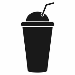 Black Silhouette Smoothie Cup Vector Art Illustration