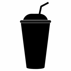 Black Silhouette Smoothie Cup Vector Art Illustration