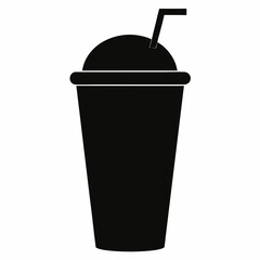 Black Silhouette Smoothie Cup Vector Art Illustration