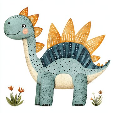 recommend clip art: Cute Stegosaurus Watercolor Clipart Pastel Dinosaur Illustration Kids Room Decor