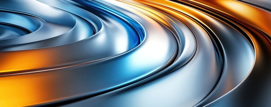 Abstract Metal Swirls in Blue and Orange
