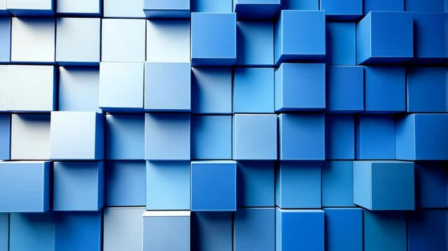 Abstract Blue Cube Texture Background Geometric Design 3D Cubes Shades of Blue Modern Wallpaper