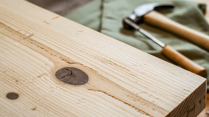 Full image of Poplar wood surface showcasing a smooth texture with natural knots and grain patterns, perfect for woodworking projects, design backgrounds, and natural decor themes. 