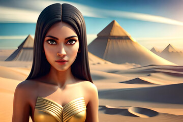 Photo the flag of Egypt with Pharaoh and the pyramids in the background