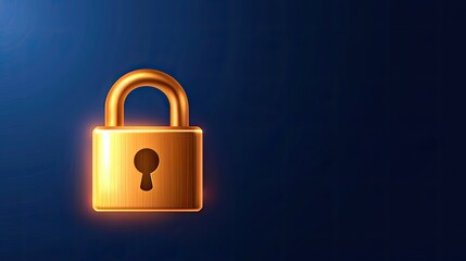 Fototapeta premium Cybersecurity ransomware concept. Golden padlock on a blue background symbolizing security and protection.