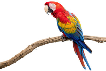 Naklejka premium Hyperrealistic Scarlet Macaw Perched on an Invisible Branch, Perfect for Wildlife and Nature Projects