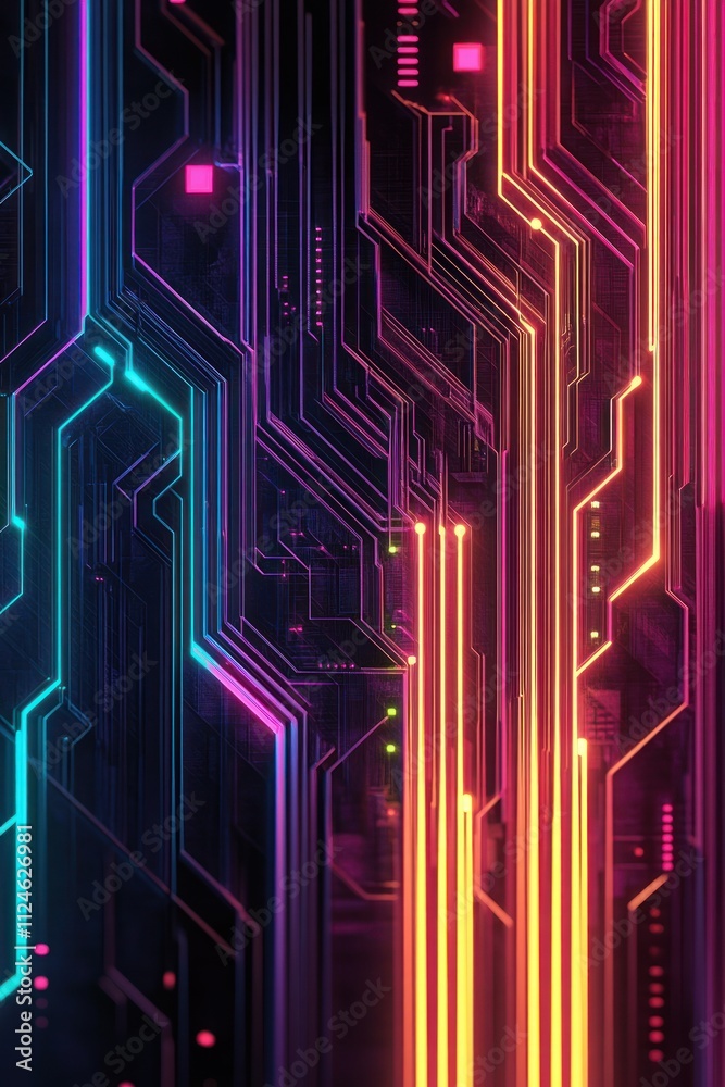 Aufkleber abstract vibrant circuit lines background technology design