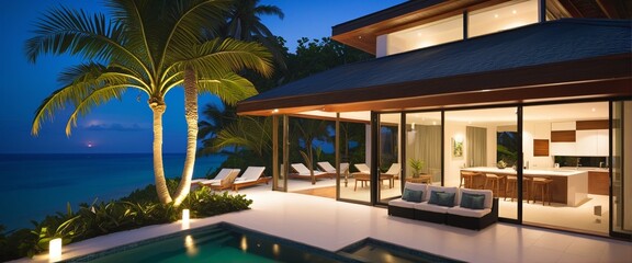 Fototapeta premium Luxurious Tropical Retreat with Ocean View