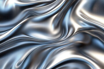 flowing silver fabric with shiny chrome mirror effect hyper-realistic texture close-up