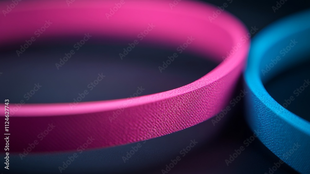 Poster vibrant neon lines in magenta and electric blue cross a black background, creating a striking contra