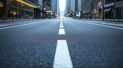 A road in the city with buildings on either side.