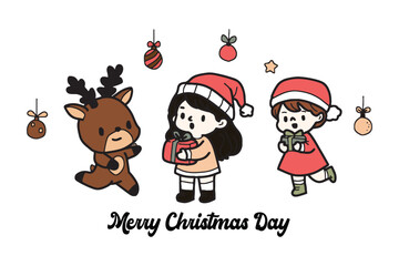 Cute  Christmas Cute hand-drawn Elements Illustration cards