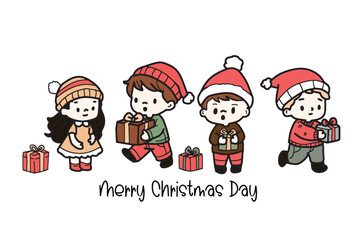 Cute  Christmas Cute hand-drawn Elements Illustration cards