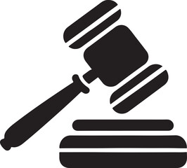 Judge Gavel Silhouette Vector Icon Design