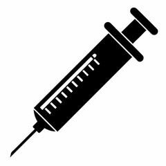 Black Silhouette Syringe Vector Illustration