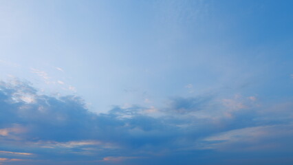 Pink, purple pastel colored clouds moving slowly. Puffy fluffy beautiful pink clouds. Timelapse.