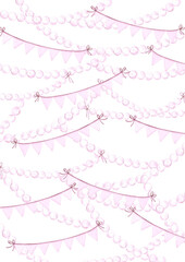 Christmas garlands poster. Hand drawn watercolor illustration of string of beads isolated on white background. Can be used for postcard, poster, scrapbook and other printed products.