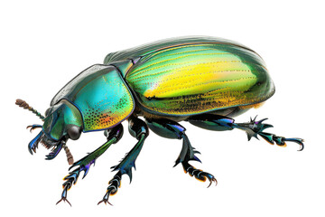 Fototapeta premium Hyperrealistic Titan Beetle Crawling Isolated on White Background for Scientific and Artistic Use
