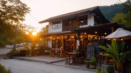 Cozy Cafe at Sunset