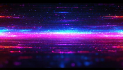 neon blue purple glitch art composition digital signal static noise pattern background texture light flicker chaos